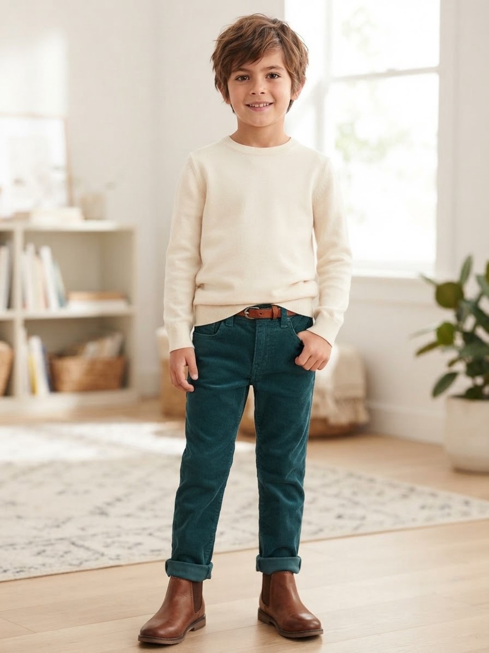 H&M Teal Green Corduroy Kids Pants